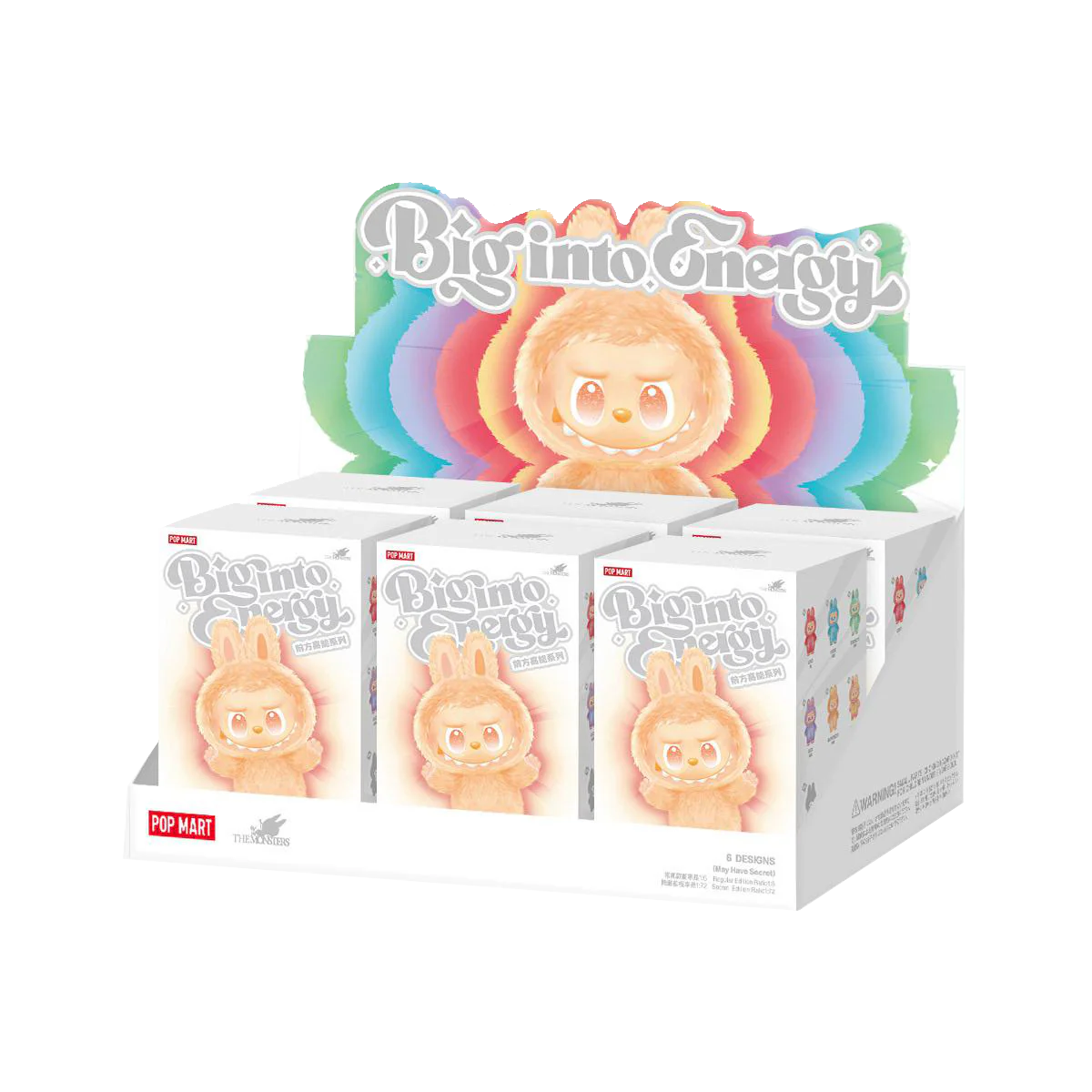Packaging en blind boxes de la collection Labubu Big into Energy